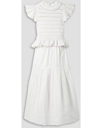 Sea - Rylee Convertible Cutout Broderie Anglaise Cotton And Crochet Midi Dress - Lyst
