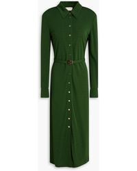 Tory Burch - Belted Jersey Midi Shirt Dress - Lyst