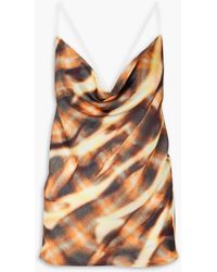Y. Project - Open-back Draped Printed Satin Top - Lyst