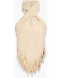 Rabanne - Asymmetrisches neckholder-oberteil aus einer baumwollmischung mit nieten - Lyst