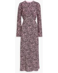 Les Rêveries - Pleated Leopard-print Silk Crepe De Chine Maxi Dress - Lyst