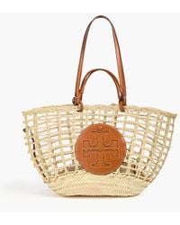 Tory Burch - Ella tote bag aus stroh mit lederbesatz - Lyst