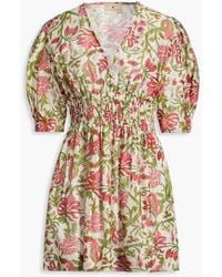 HANNAH - Ana Floral-Print Cotton And Silk-Blend Mini Dress - Lyst