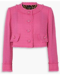 Dolce & Gabbana - Cropped jacke aus bouclé-tweed aus einer wollmischung mit verzierung - Lyst