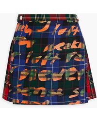Rave Review - Pleated Printed Wool Mini Skirt - Lyst