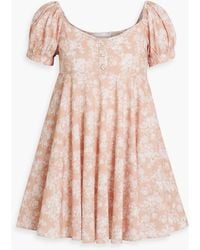 Caroline Constas - Dina Floral-print Cotton-blend Poplin Mini Dress - Lyst