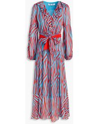 Diane von Furstenberg - Jaxson Ruffled Printed Crepe De Chine Midi Dress - Lyst