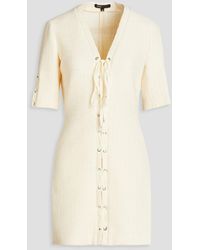 Maje - Lace-up Cotton-blend Mini Dress - Lyst