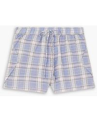 Ganni - Checked Cotton-blend Seersucker Shorts - Lyst