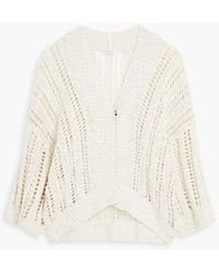 Brunello Cucinelli - Embellished Open-knit Linen, Cotton And Silk-blend Cardigan - Lyst