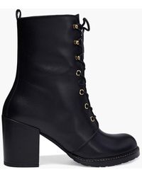 Stuart Weitzman - Cassey Lace-up Textured-leather Ankle Boots - Lyst