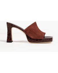 BY FAR - Beliz Croc-effect Leather And Suede Mules - Lyst