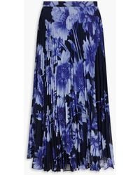 Erdem - Pleated Floral-Print Silk-Voile Midi Skirt - Lyst