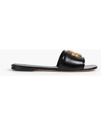 Tory Burch - Eleanor Embellished Leather Slides - Lyst