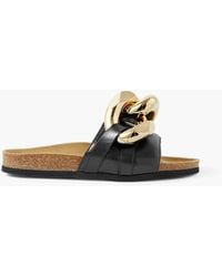 JW Anderson - Chain-embellished Leather Slides - Lyst