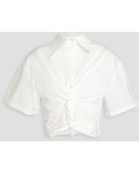 Anna Quan - Cropped Twisted Stretch-cotton Poplin Shirt - Lyst