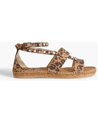 Jimmy Choo - Denise Embellished Leopard-print Suede Espadrille Sandals - Lyst
