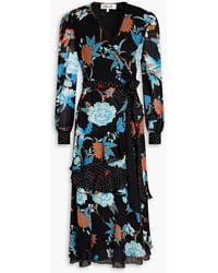 Diane von Furstenberg - Desma Printed Crepe De Chine Midi Wrap Dress - Lyst