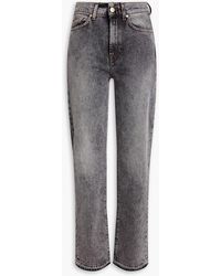 7 For All Mankind - Logan Stovepipe Faded High-rise Straight-leg Jeans - Lyst