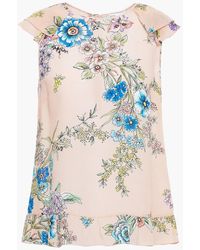 RED Valentino - Ruffled Floral-print Silk Crepe De Chine Top - Lyst