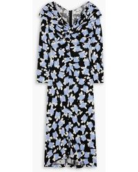 Diane von Furstenberg - Sylviana Ruched Floral-print Stretch-jersey Midi Dress - Lyst
