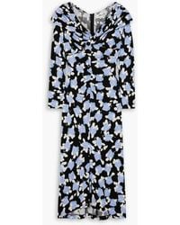 Diane von Furstenberg - Sylviana midikleid aus stretch-jersey mit raffungen und floralem print - Lyst