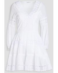 Charo Ruiz - Violette Lace-trimmed Cotton-blend Mousseline Mini Dress - Lyst