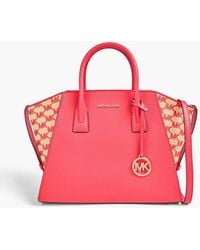 MICHAEL Michael Kors - Avril Pebbled-Leather And Faux Raffia Tote - Lyst