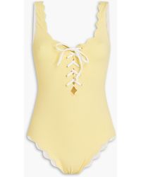 Marysia Swim - Palm Springs Reversible Lace-up Scalloped Seersucker Swimsuit - Lyst