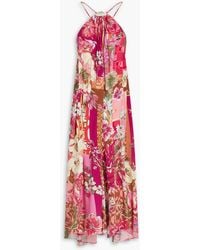 CAMILLA - Bedrucktes maxikleid aus crêpe de chine aus seide mit kristallverzierung - Lyst