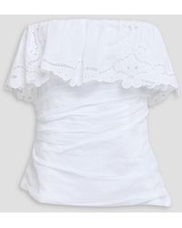Isabel Marant - Kesha Strapless Ruffled Broderie Anglaise Ramie Top - Lyst