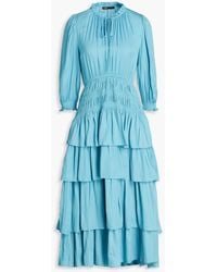 Maje - Tiered Satin-crepe Midi Dress - Lyst