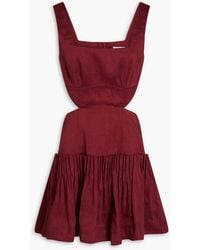 Aje. - Audette Pleated Cutout Linen-blend Mini Dress - Lyst