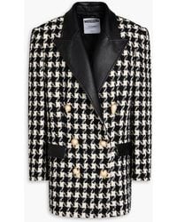 Moschino - Double-breasted Houndstooth Wool-blend Tweed Blazer - Lyst