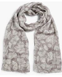 Brunello Cucinelli - Frayed Printed Linen-gauze Scarf - Lyst
