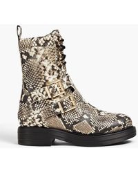 Love Moschino - Snake-effect Leather Combat Boots - Lyst