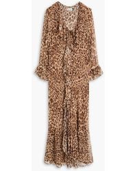 RIXO London - Ruffled Leopard-print Crepe De Chine Maxi Dress - Lyst