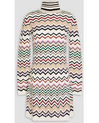Missoni - Striped Knitted Mini Turtleneck Dress - Lyst