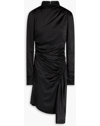 A.L.C. - Asymmetric Ruched Satin-crepe Mini Dress - Lyst
