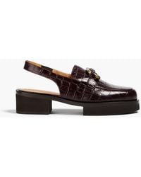 FRAME - Le Begonie Embellished Croc-effect Leather Slingback Loafers - Lyst
