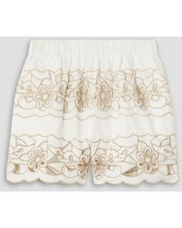 RED Valentino - Broderie Anglaise Cotton-blend Shorts - Lyst