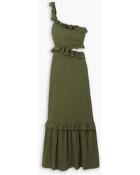 Peony - One-shoulder Cutout Ruffled Cotton Dress - Lyst