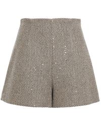 Sandro Sequin-embellished Herringbone Woven Shorts - Natural