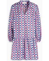 Saloni - Jas Printed Silk-twill Mini Dress - Lyst