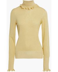 Victoria Beckham - Ruffle-trimmed Knitted Turtleneck Sweater - Lyst