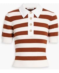 FRAME - Striped Cashmere And Cotton-Blend Polo Sweater - Lyst