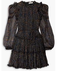 Ulla Johnson - Gaelle Ruffled Printed Metallic Silk-blend Chiffon Mini Dress - Lyst