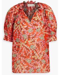 Saloni - Josie Printed Cotton And Silk-Blend Voile Top - Lyst