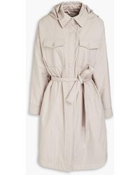 Brunello Cucinelli - Bead-embellished Belted Shell Hooded Trench Coat - Lyst
