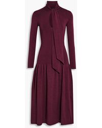 Ferragamo - Gathered Wool-blend Midi Dress - Lyst